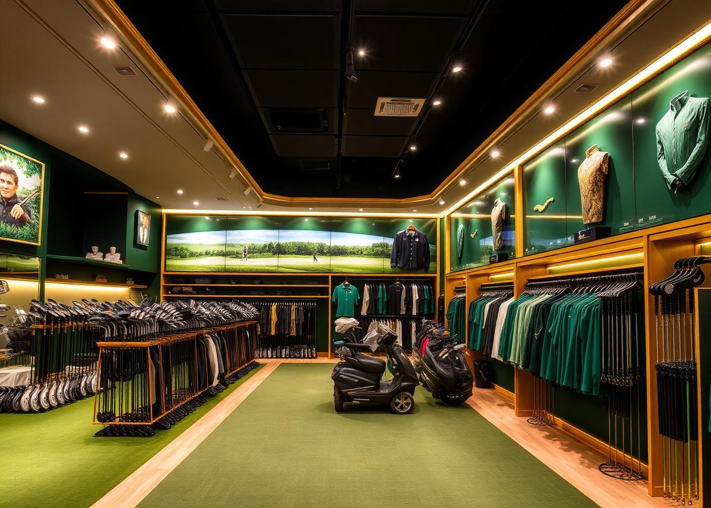 The Golf Spot showroom in Bangor, stocked with clubs and clothing